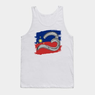 Philippine Flag Tribal line Art / Baybayin Letter O / U Tank Top